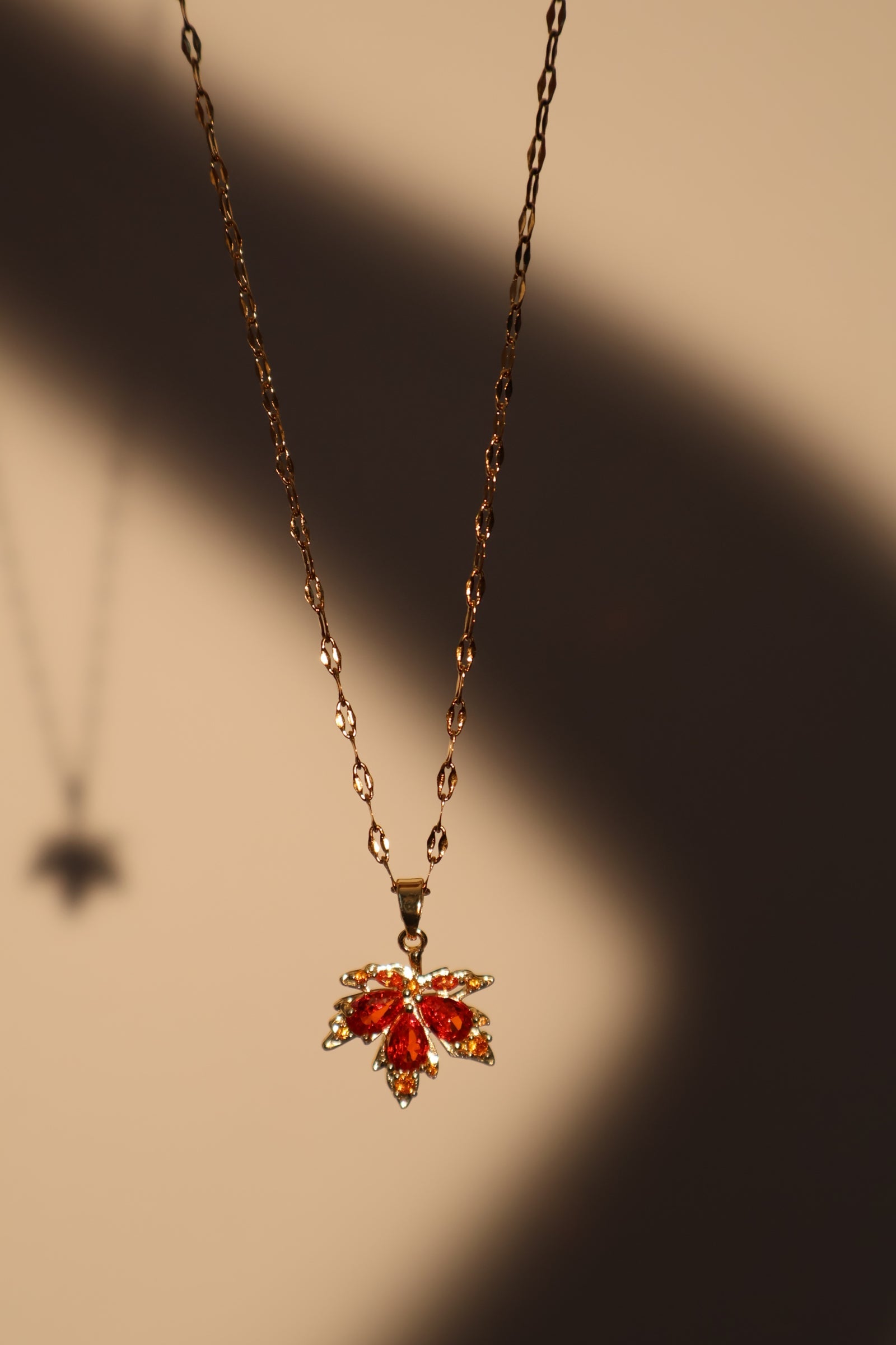 18K Real Gold Plated Maple Leaves Necklace