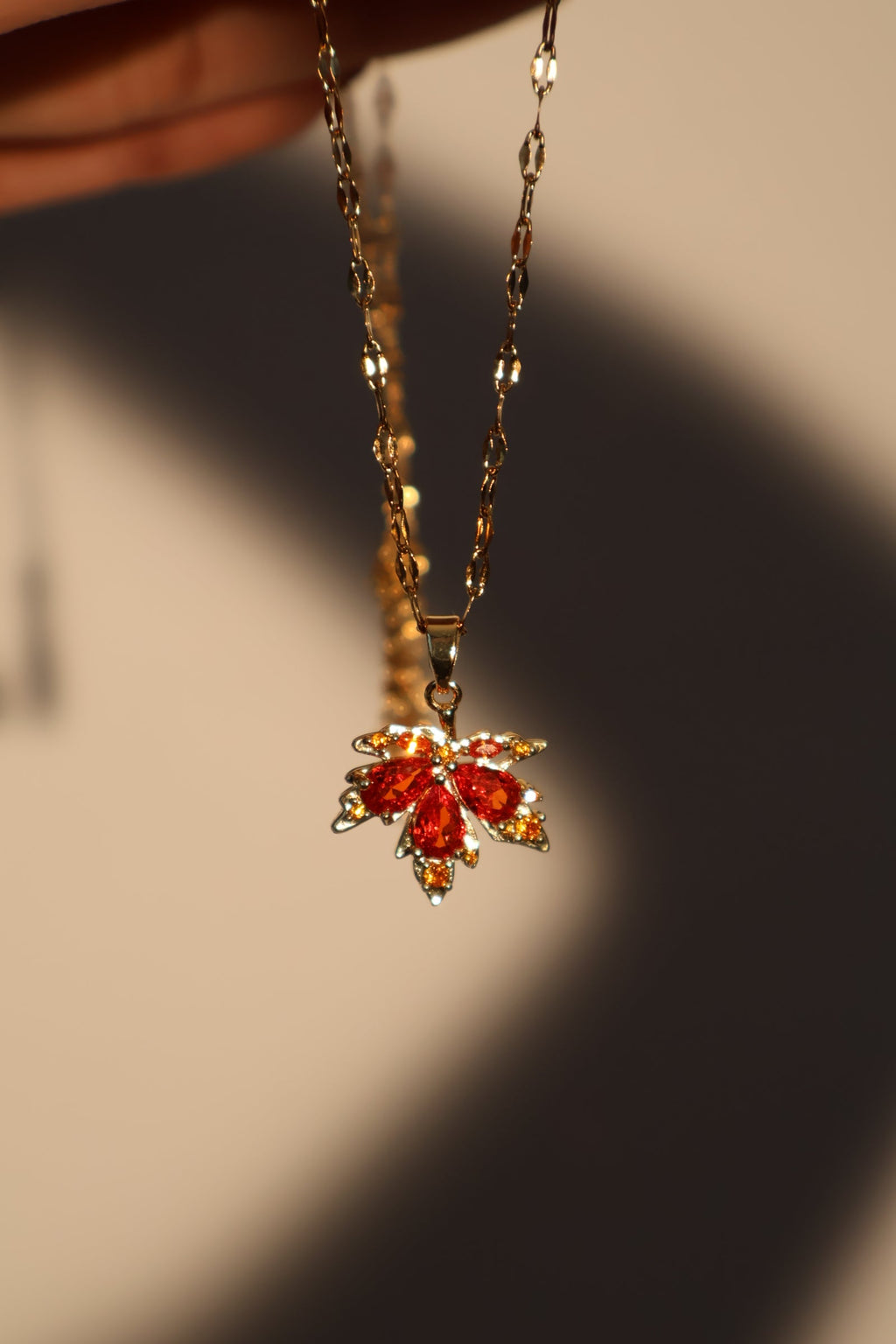 18K Real Gold Plated Maple Leaves Necklace