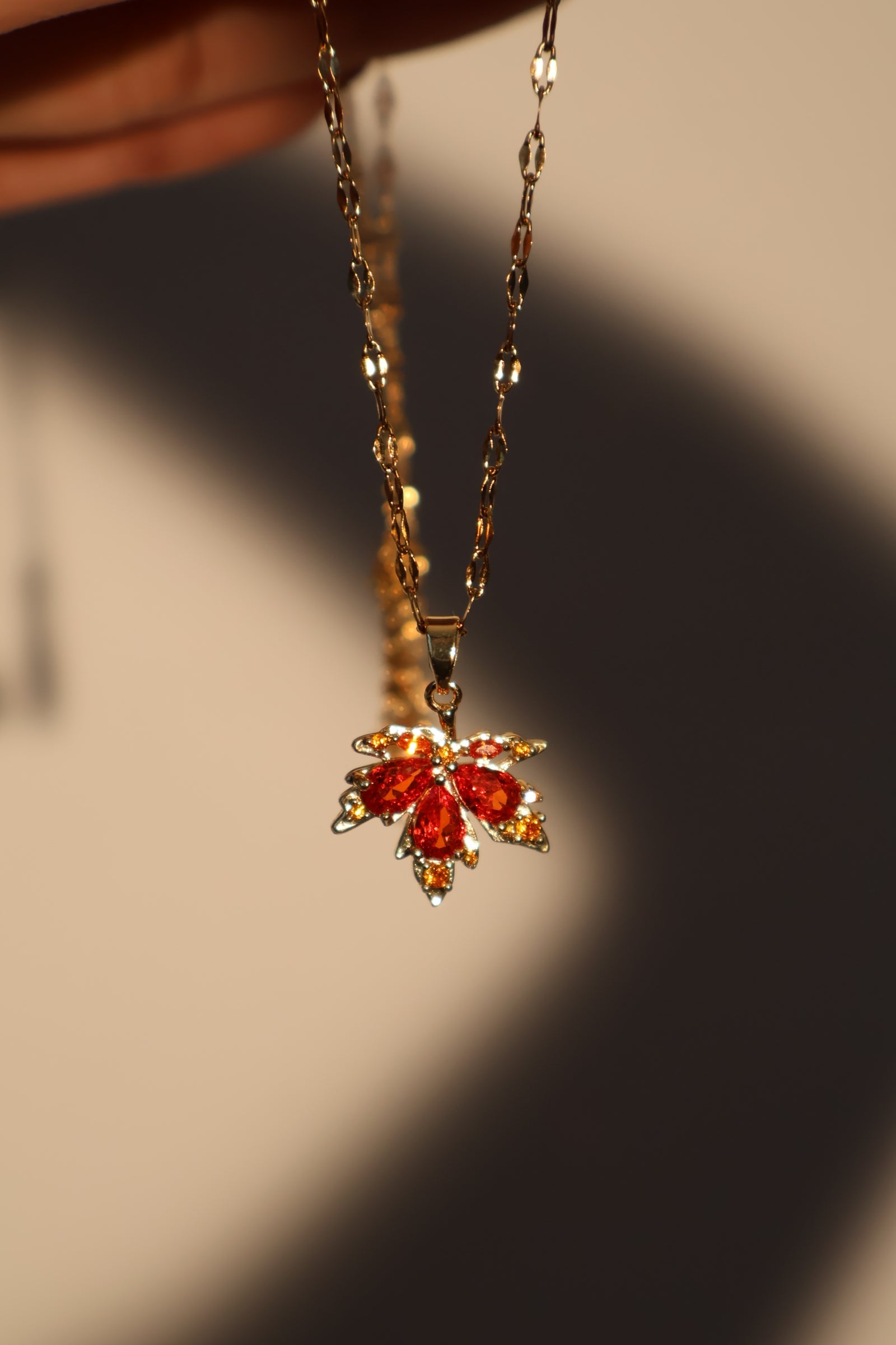 18K Real Gold Plated Maple Leaves Necklace