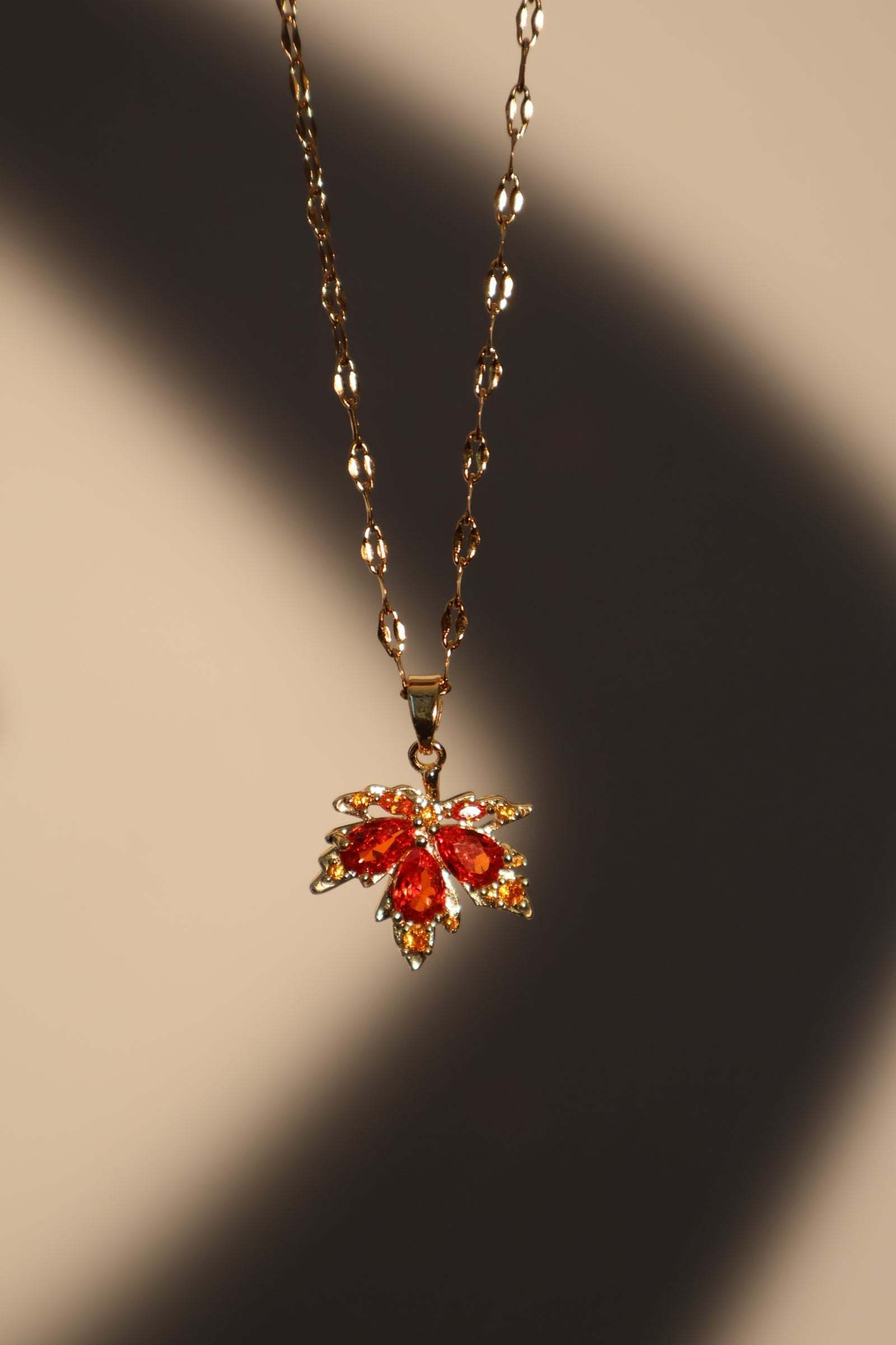 18K Real Gold Plated Maple Leaves Necklace