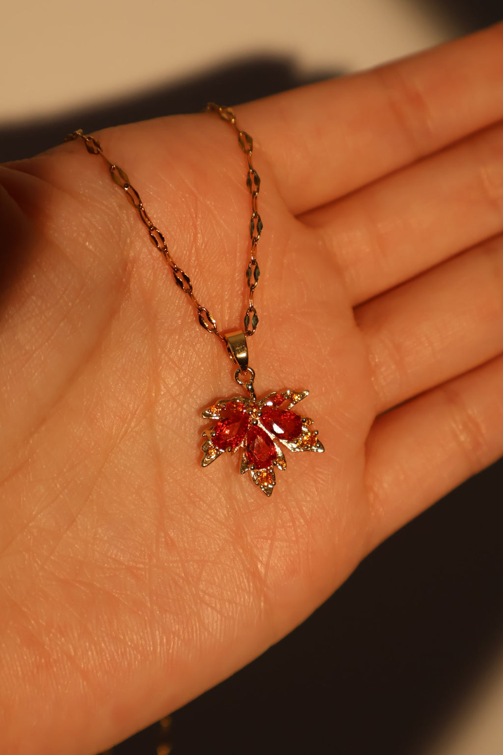 18K Real Gold Plated Maple Leaves Necklace