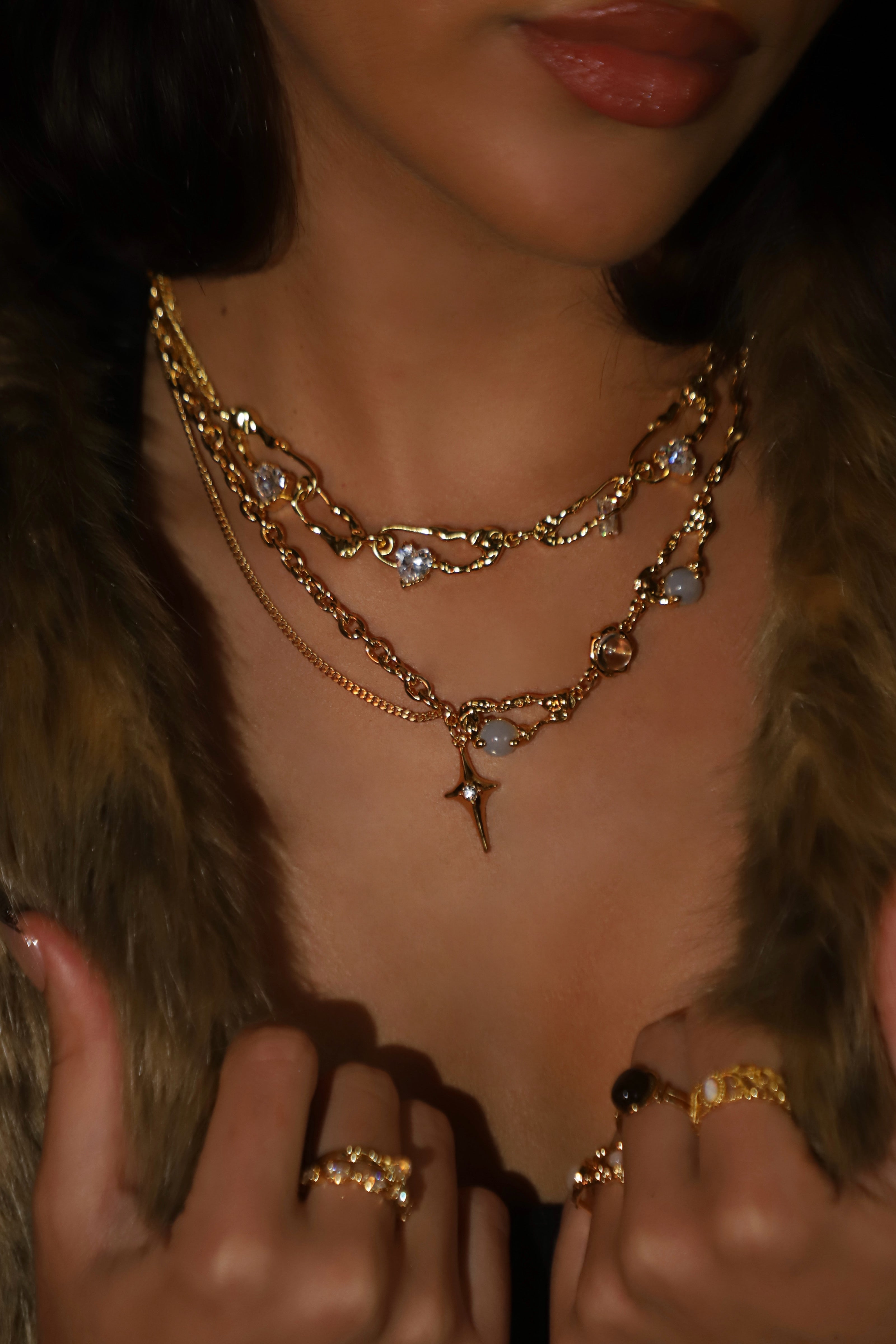 18K Real Gold Plated Moonlight Star Necklace