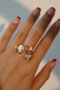 18K Real Gold Plated 3 in 1 Gemstones Ring