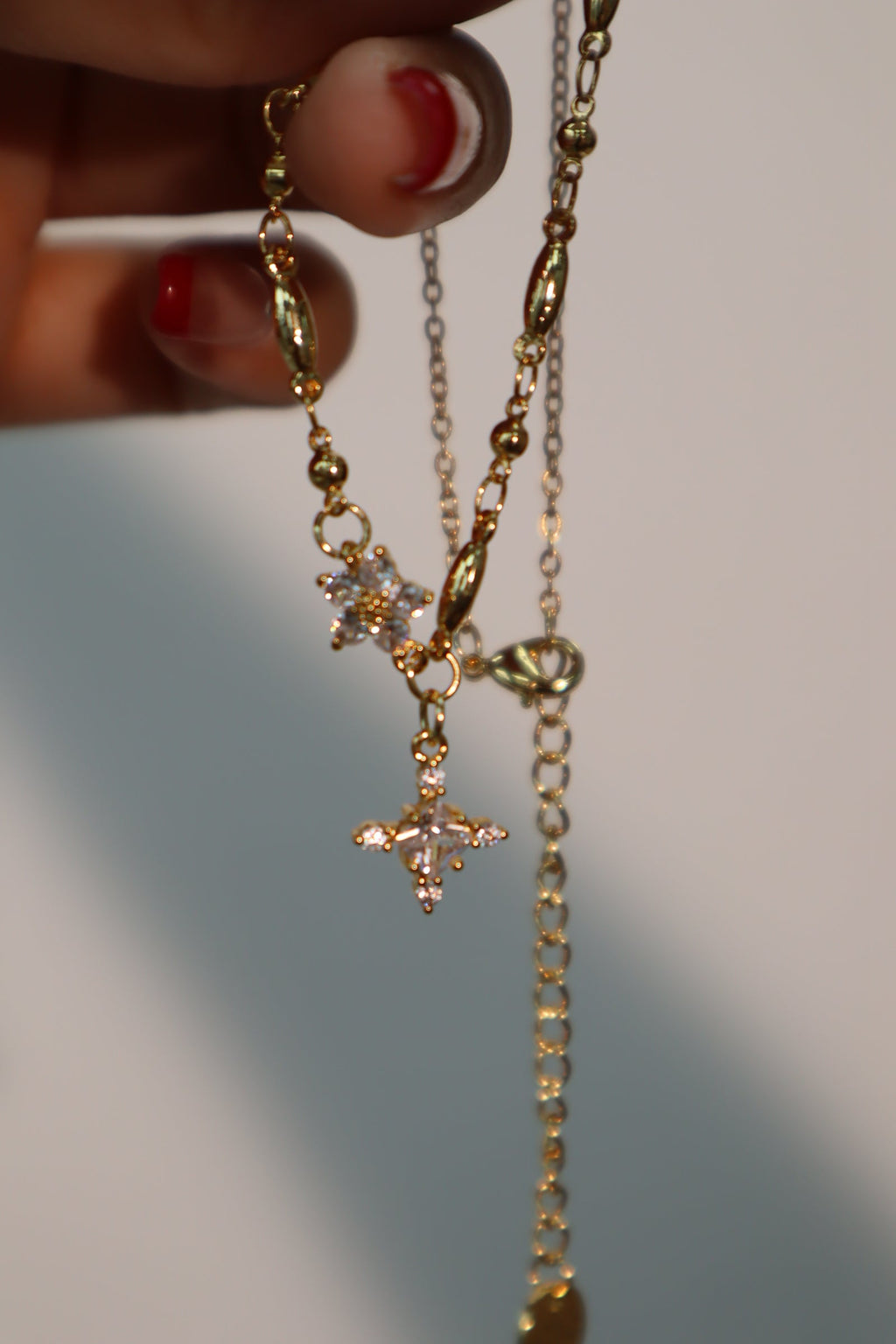 18K Real Gold Plated Diamond Starlight Cross Necklace