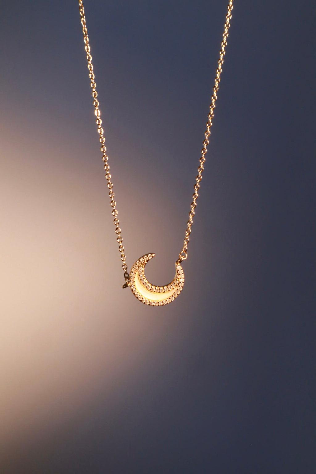 18K Real Gold Plated Diamond Shell Moon Necklace