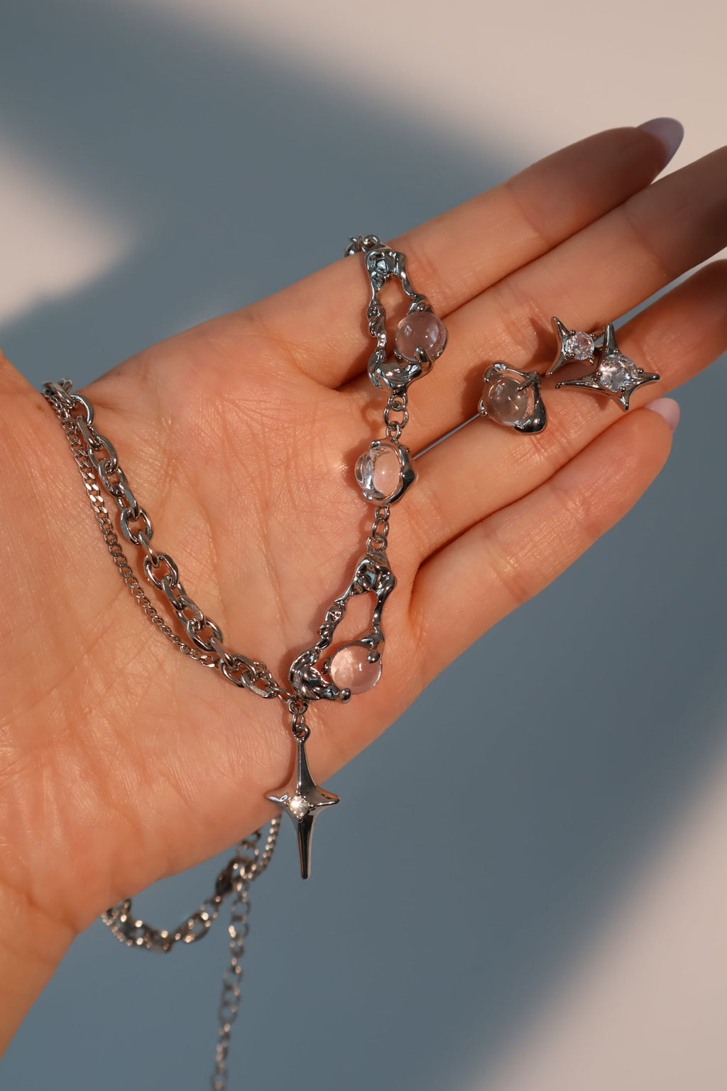 Palladium White Gold Plated Moonlight Star Necklace