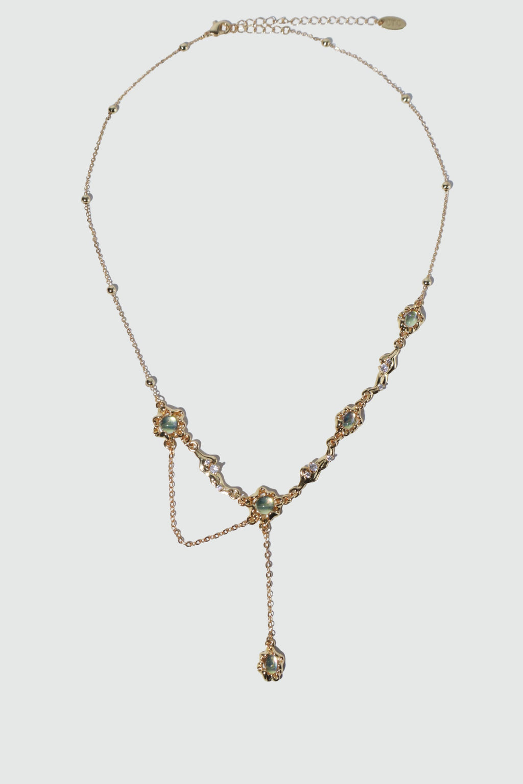18K Real Gold Plated Multi Opal Dangle Necklace
