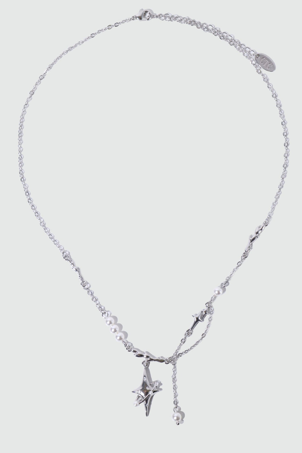 Palladium White Gold Plated Saturn Pearls Necklace