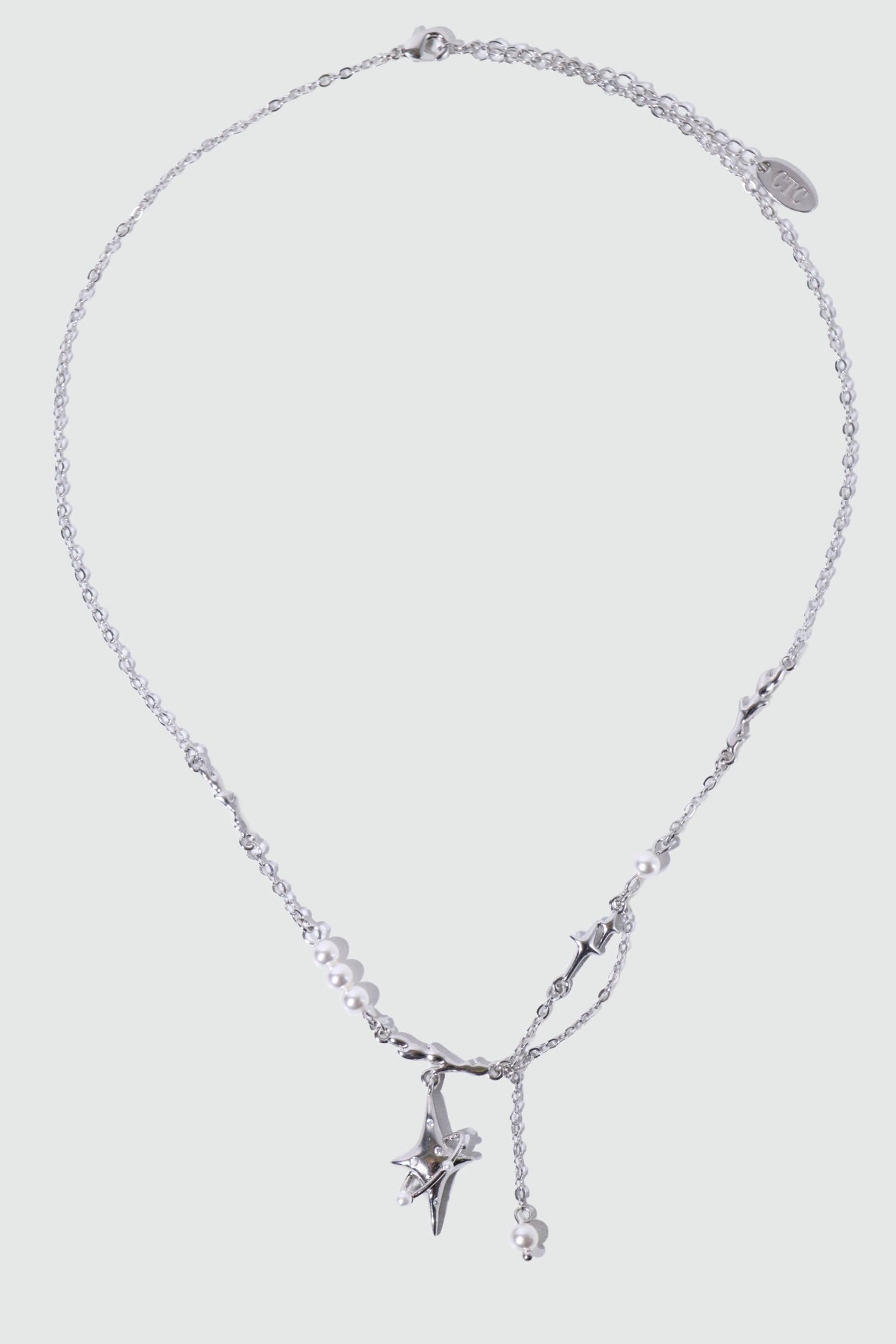 Palladium White Gold Plated Saturn Pearls Necklace
