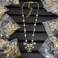 CHN66  Women's bow pearl necklace jewelry