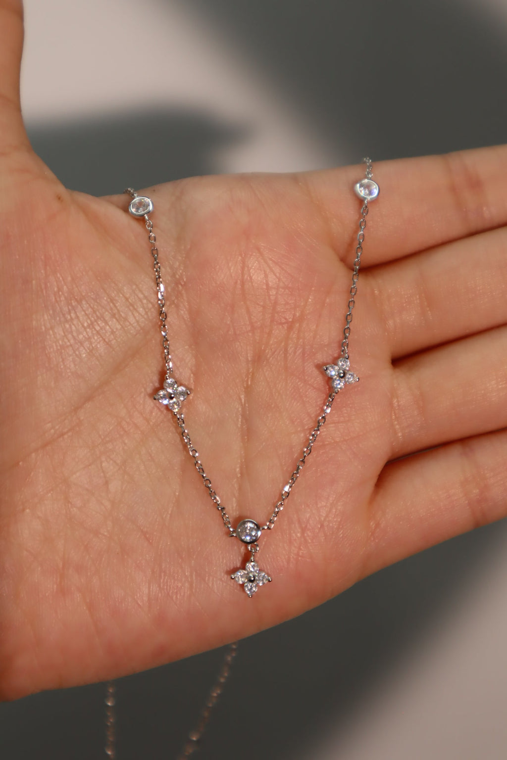 925 Sterling Silver Multi Starlight Petal Necklace
