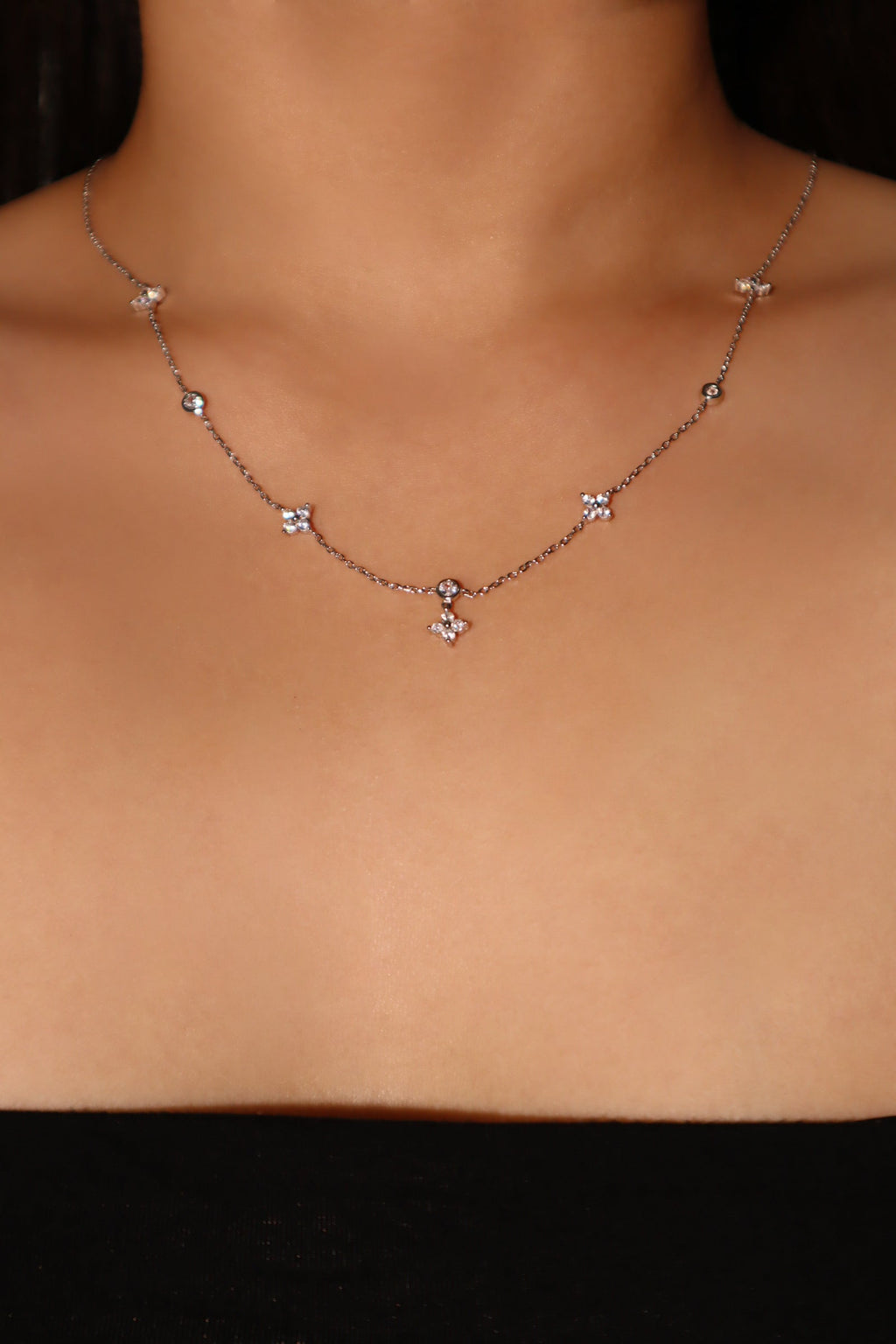 925 Sterling Silver Multi Starlight Petal Necklace