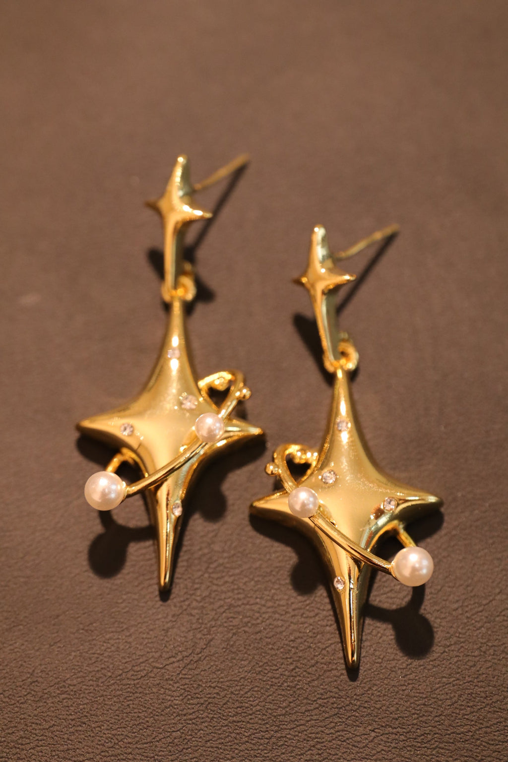 18K Real Gold Plated Saturn Pearls Earrings