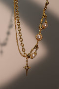 18K Real Gold Plated Pearl Star Necklace