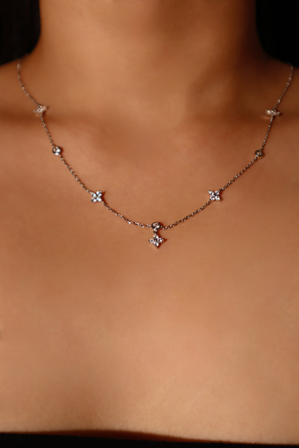 925 Sterling Silver Multi Starlight Petal Necklace